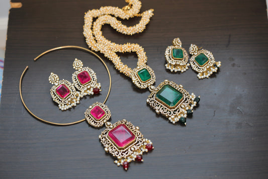 Tuheena Premium Doublet Necklace Set (103-74)