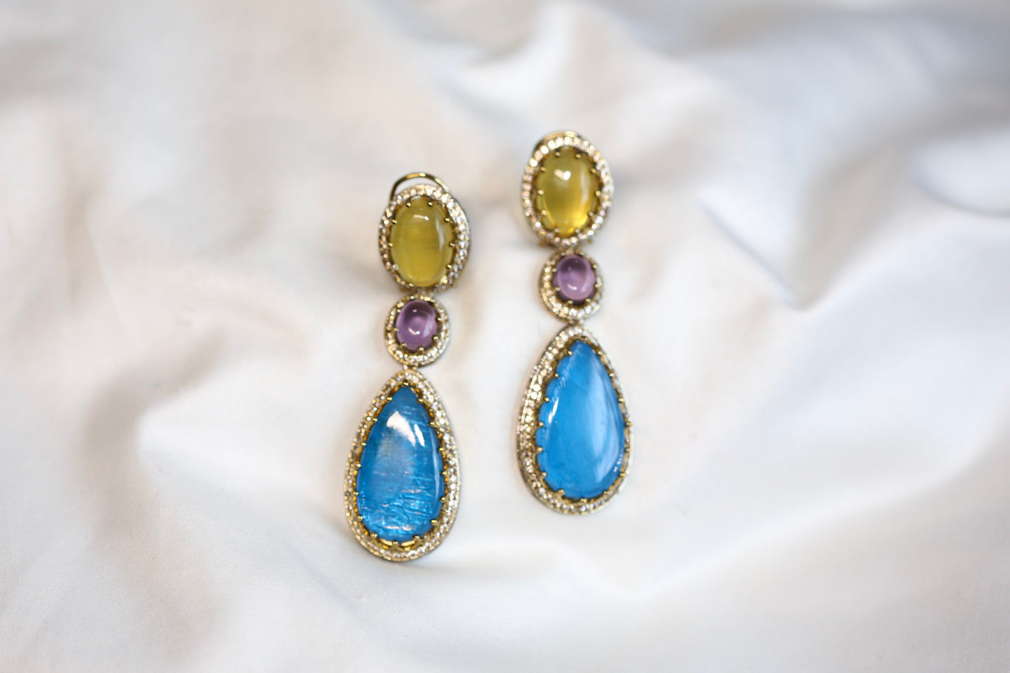 Rohita Pota Doublet Earrings -Blue Yellow(101-52)