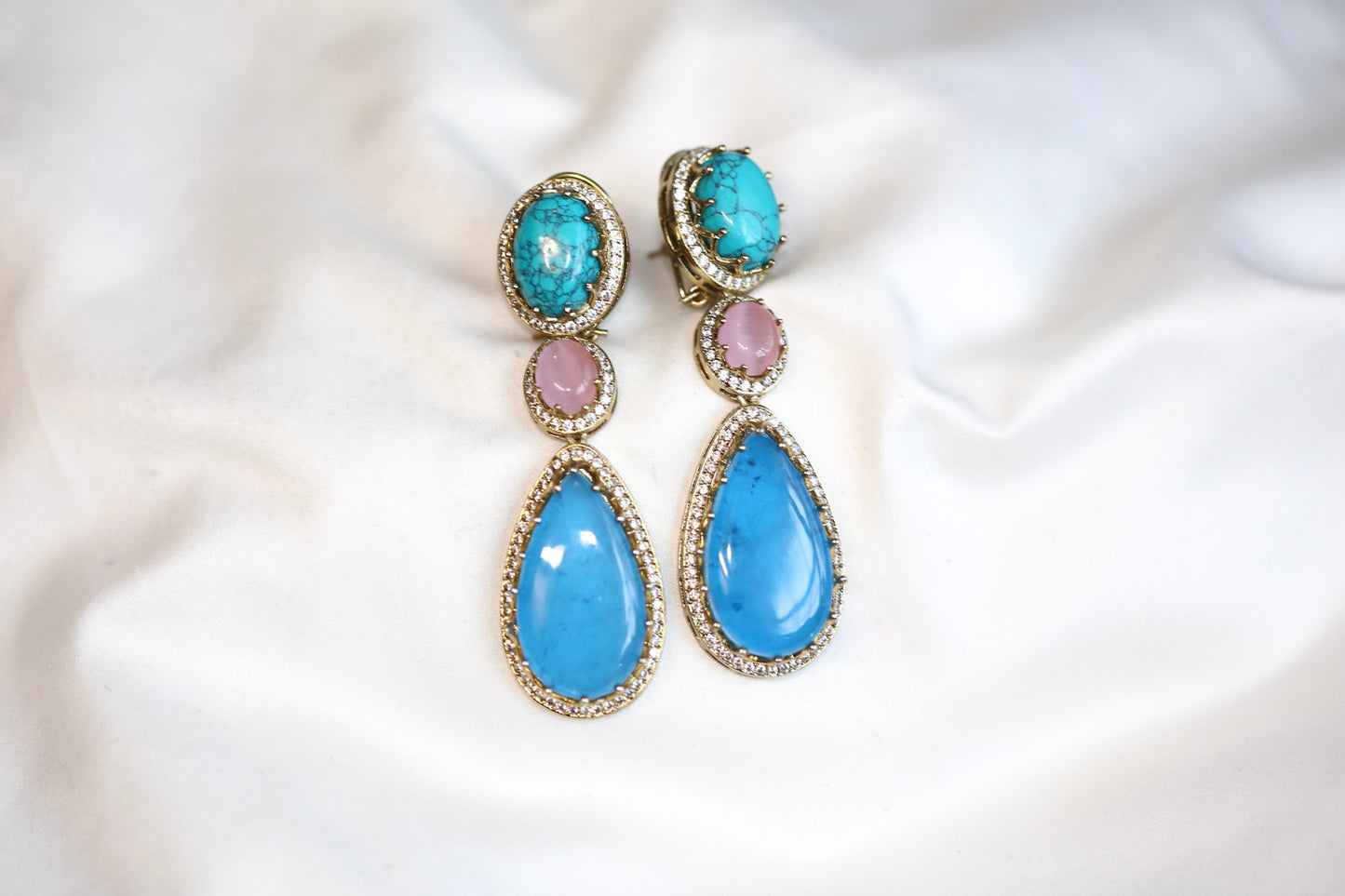 Rohita Pota Doublet Earrings -Blue Pink(101-51)