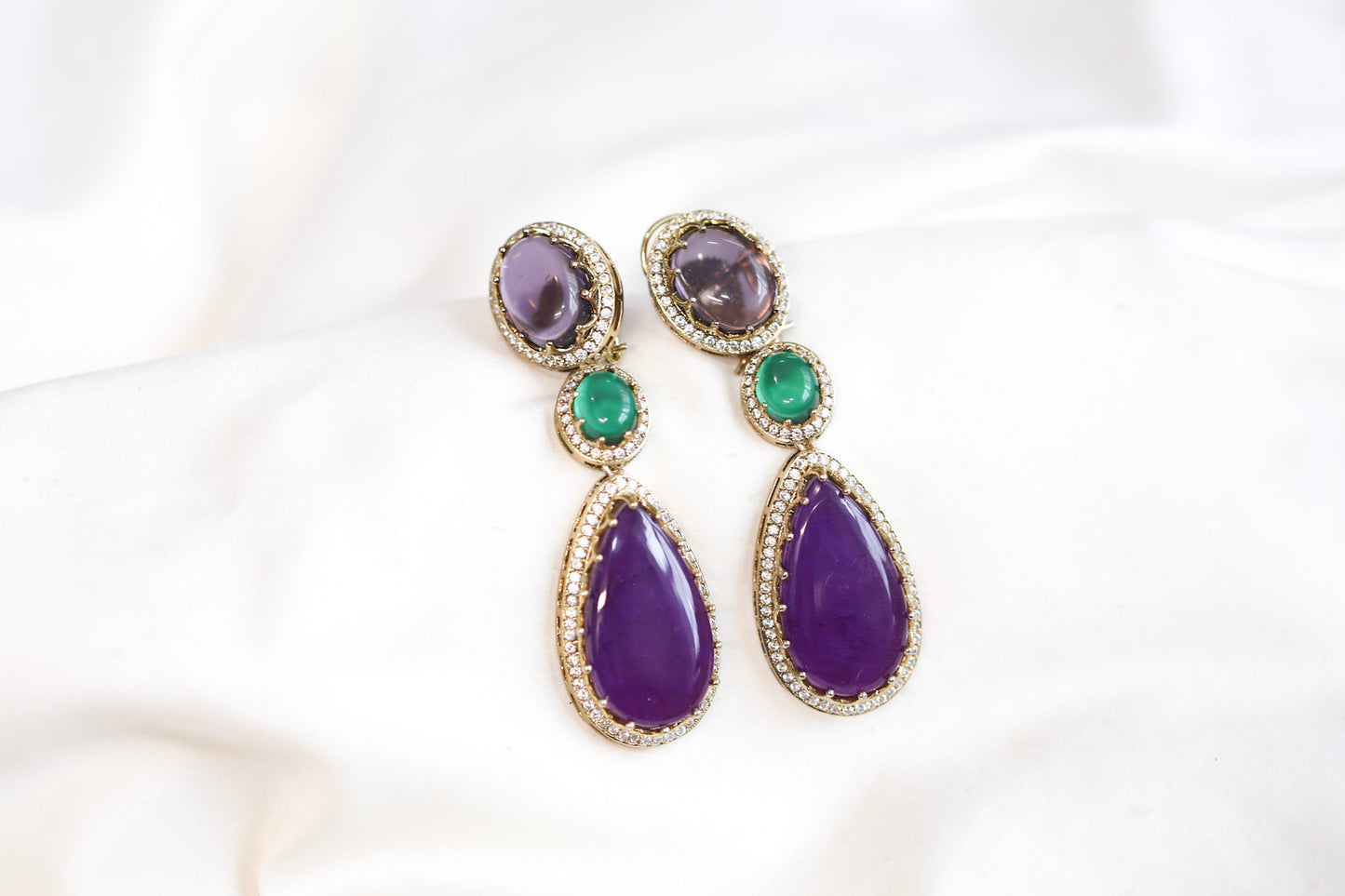 Rohita Pota Doublet Earrings -Purple Green(101-50)