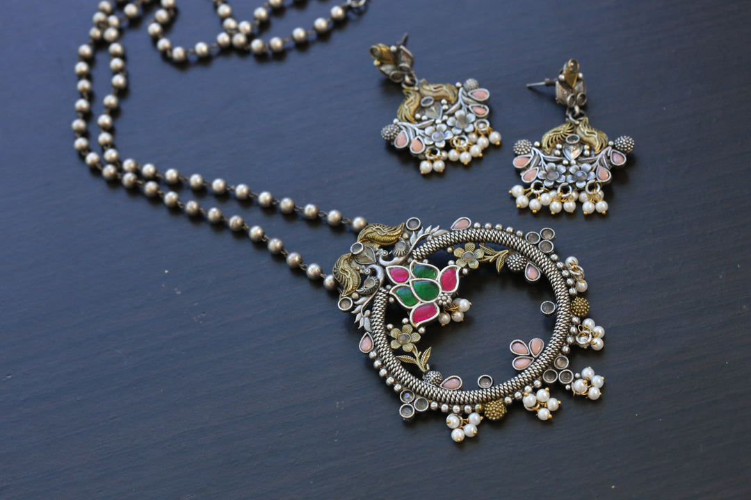 Oxidized Multi Necklace Set