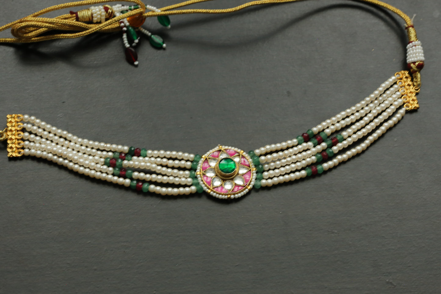 Pachi Kundan Pearl Choker Necklace - Multi