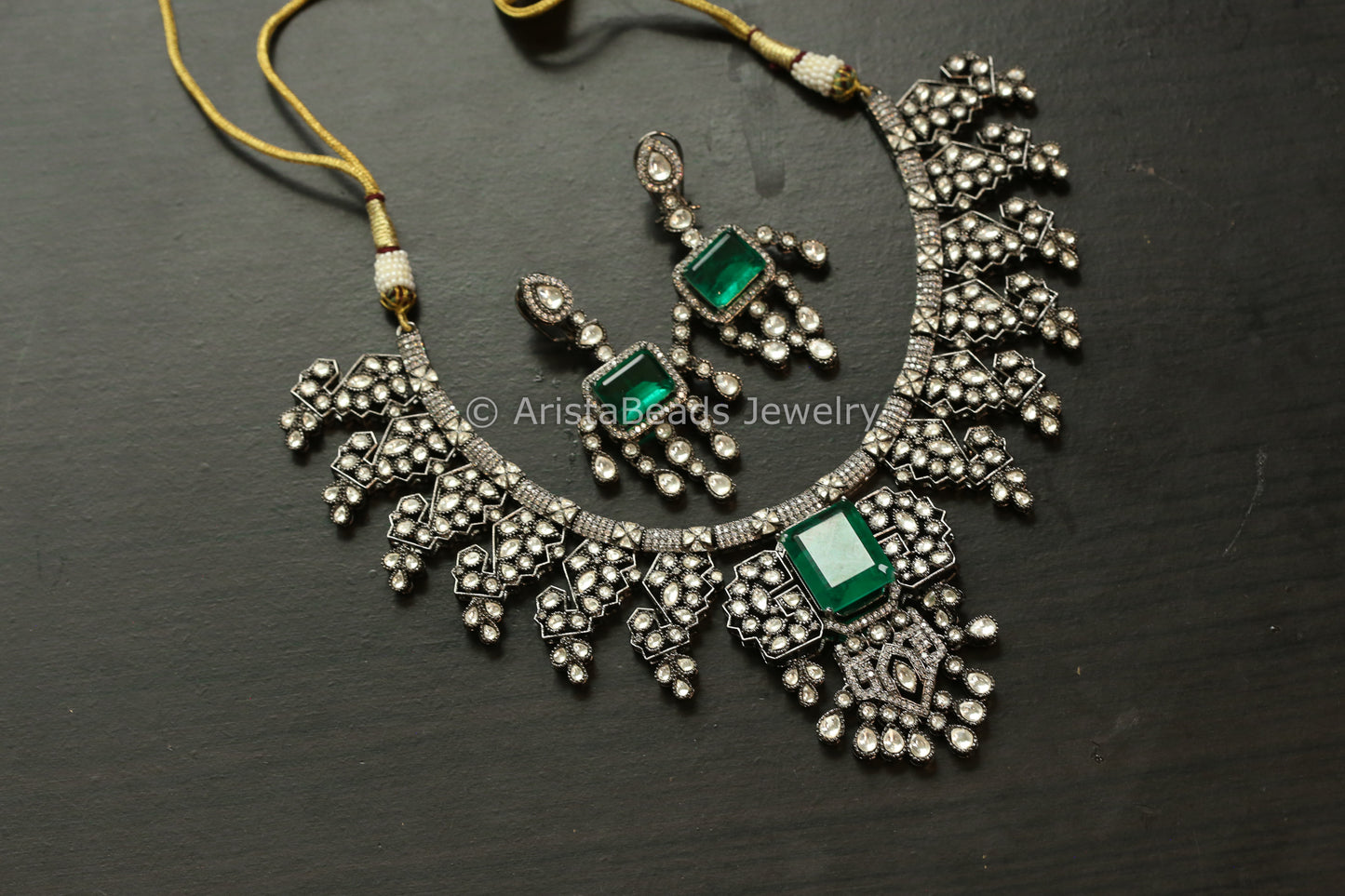 Premium Emerald Doublet CZ Necklace Set (ABJ-N101-70)