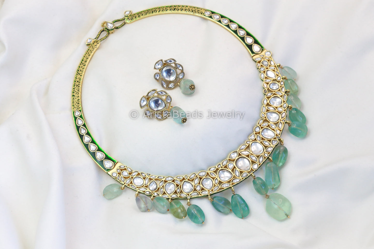 Jodha Jadau Enamel Hasli Necklace Set