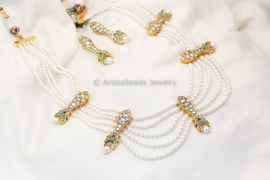 Turquoise Jadau Chand Maharani Necklace Set (102-84)