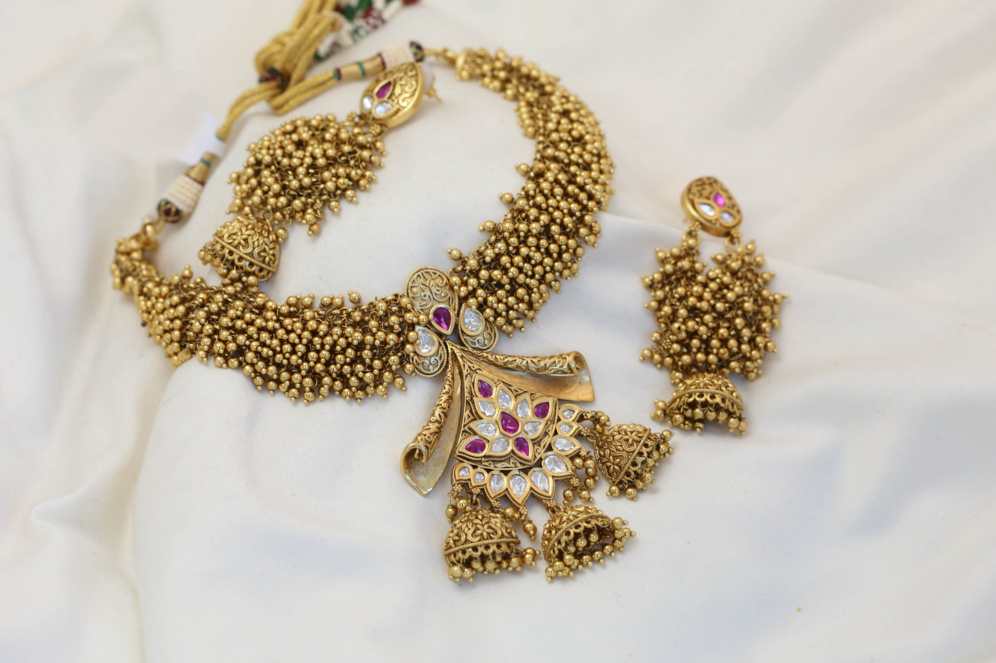 Kundan Gajra Style Guttapusalu Necklace Set (103-69)