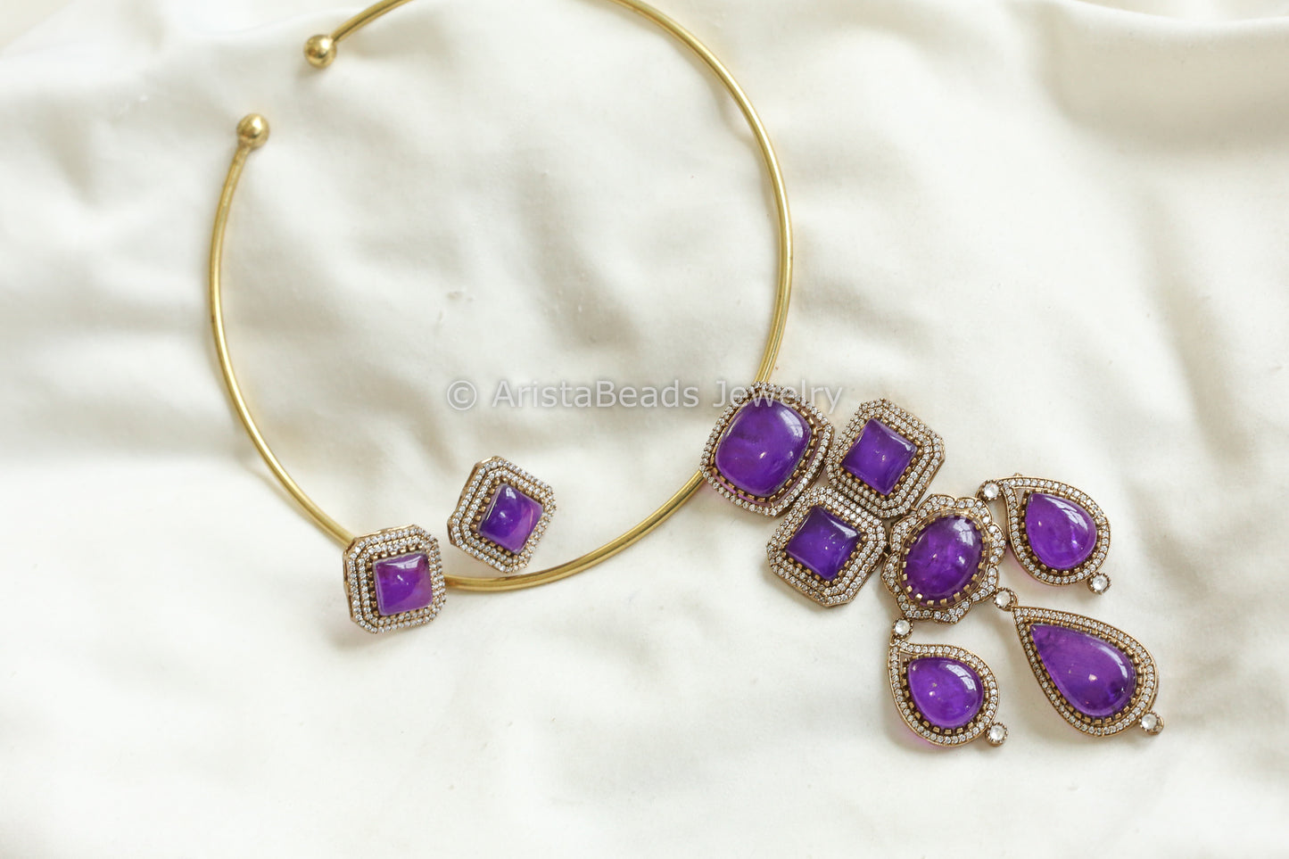 Removable Purple Pota Doublet Pendant Hasli Set (103-11)