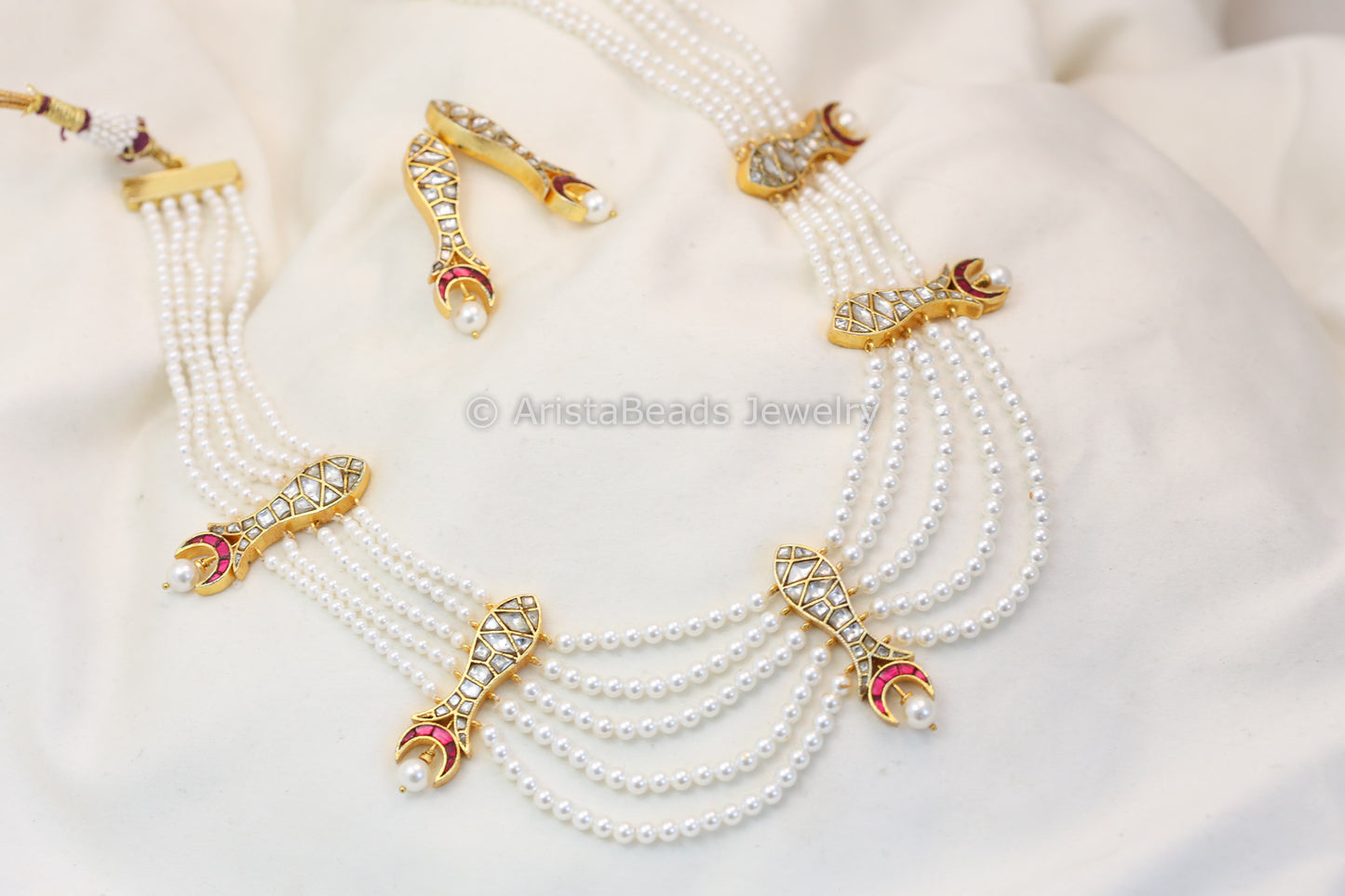 Ruby Jadau Chand Maharani Necklace Set (102-83)