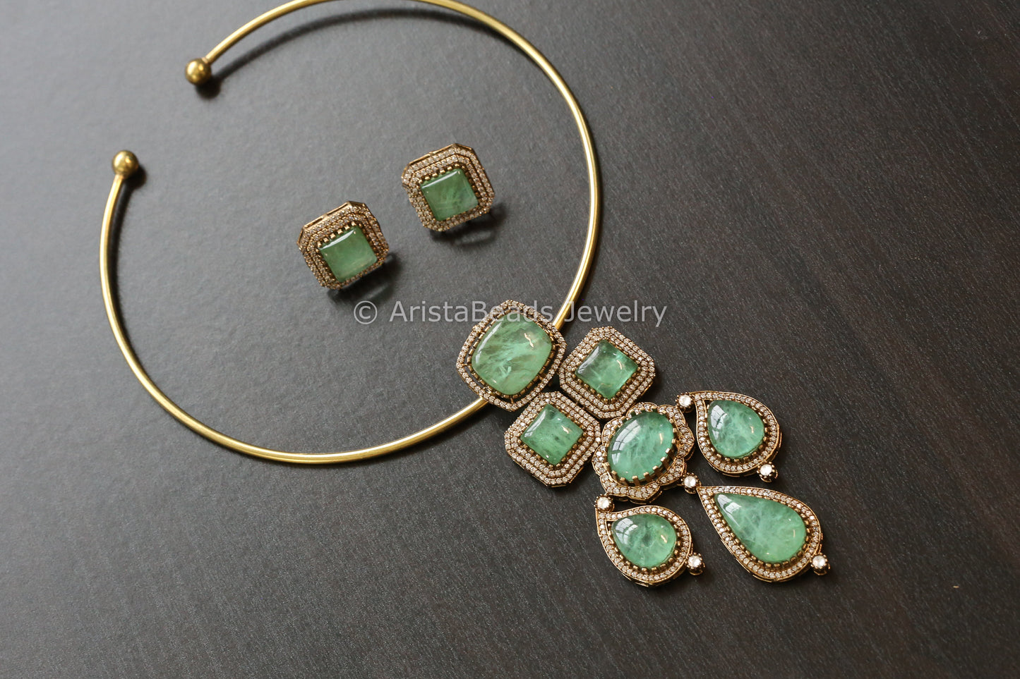 Removable Mint Pota Doublet Pendant Hasli Set (103-12)