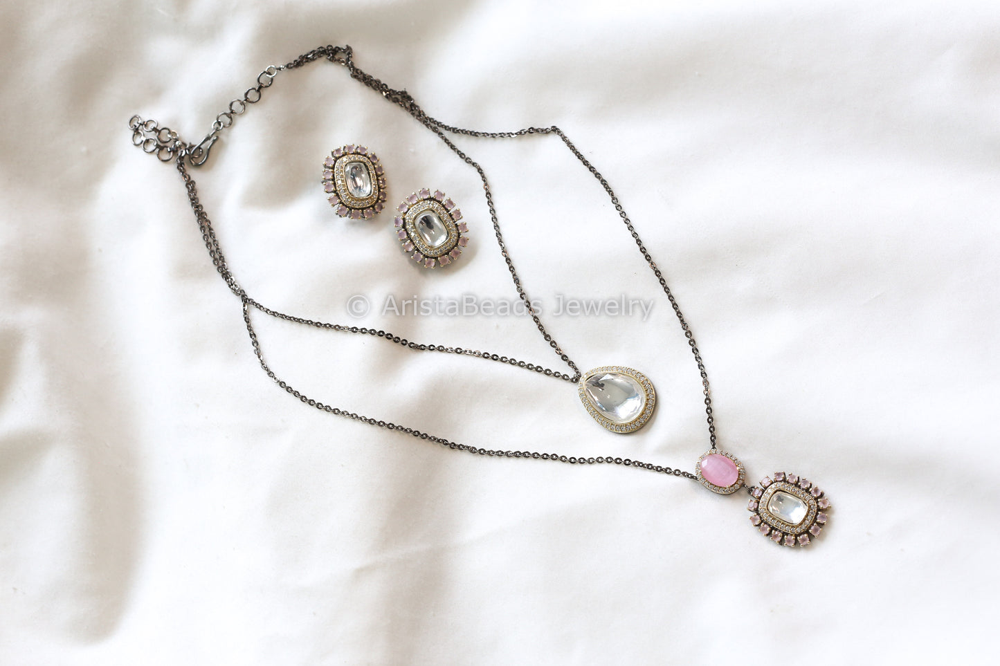 Dainty Layered Kundan Polki Necklace Set (102-51)