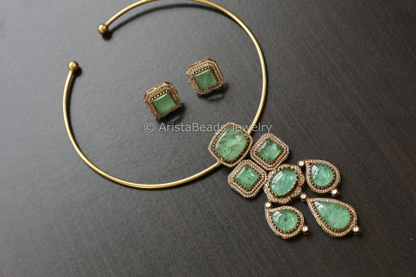 Removable Mint Pota Doublet Pendant Hasli Set (103-12)