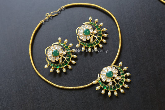 Removable Green Kundan Hasli Set  (103-07)