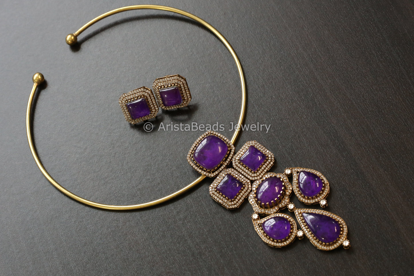 Removable Purple Pota Doublet Pendant Hasli Set (103-11)