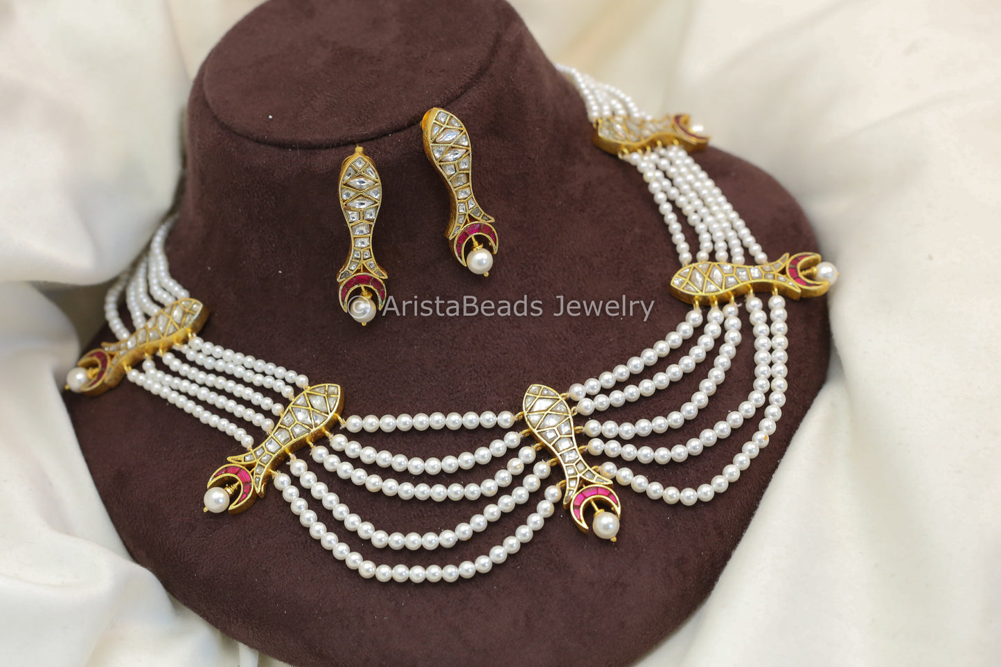 Ruby Jadau Chand Maharani Necklace Set (102-83)