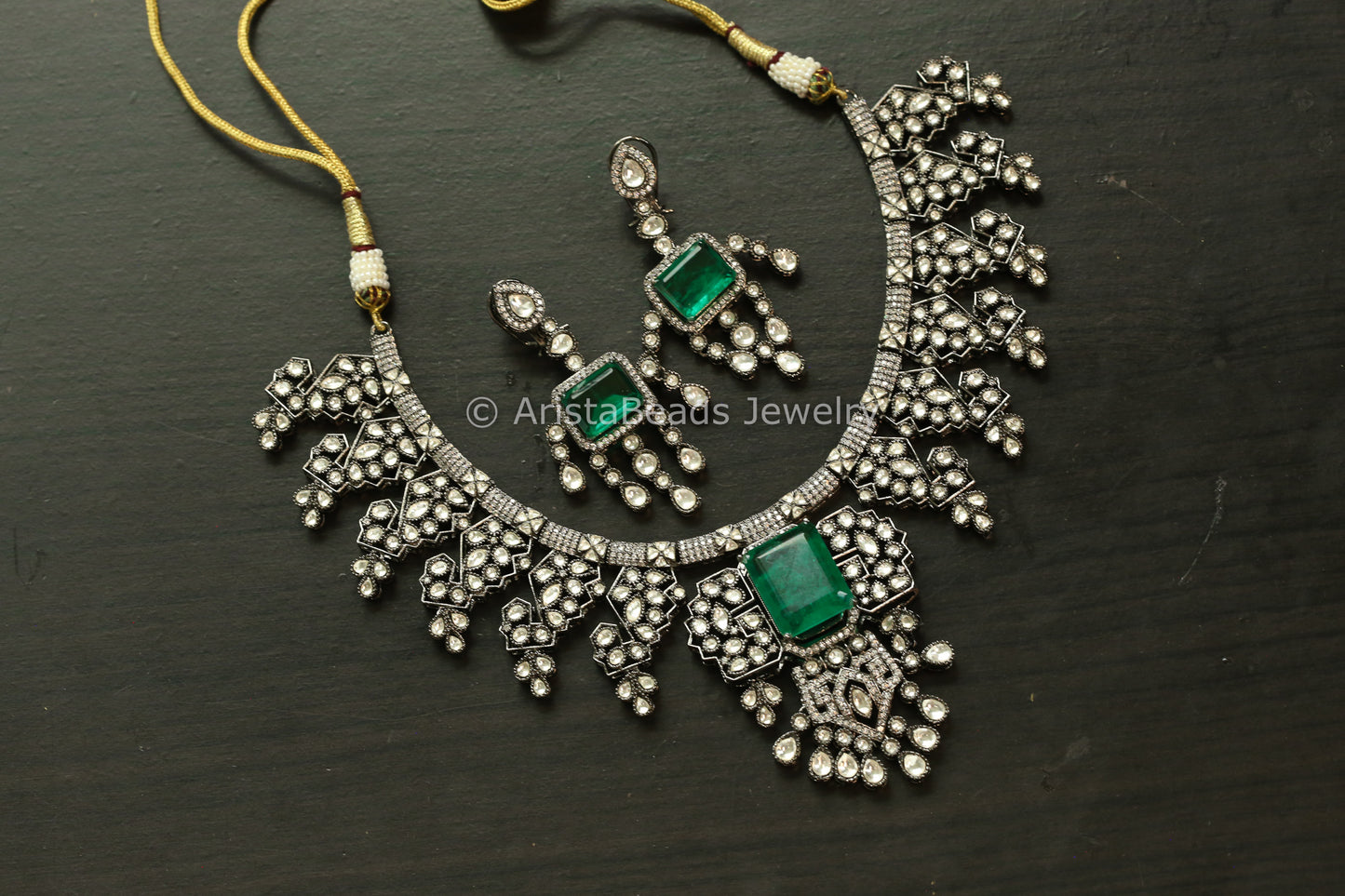 Premium Emerald Doublet CZ Necklace Set (ABJ-N101-70)