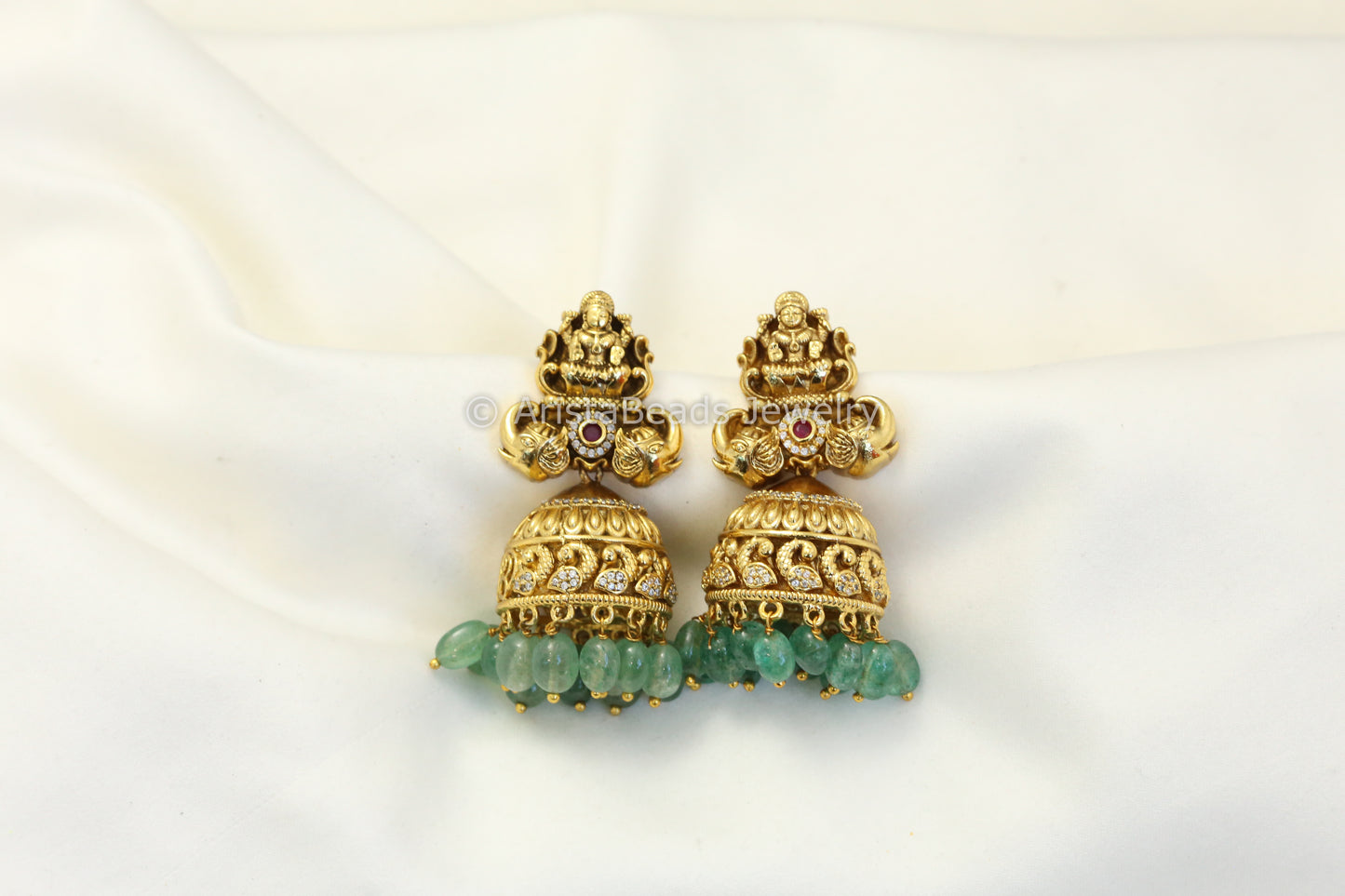 Nakshi Lakshmi Jhumka - Aventurine Drops