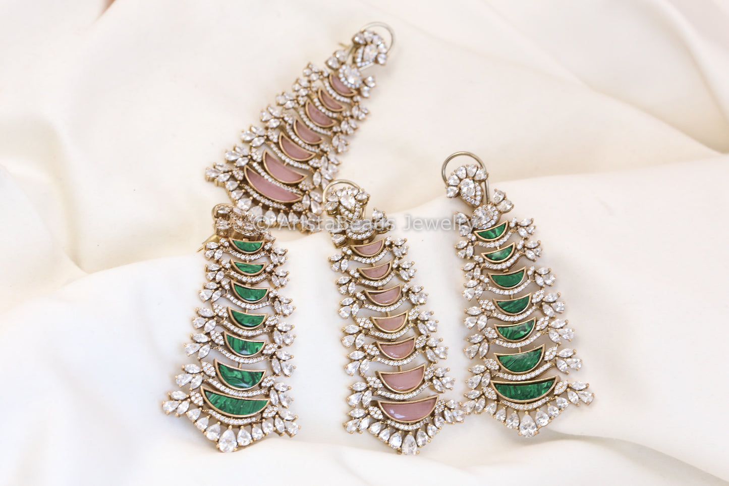 Contemporary Rose Quartz & CZ Earrings (E101-06)