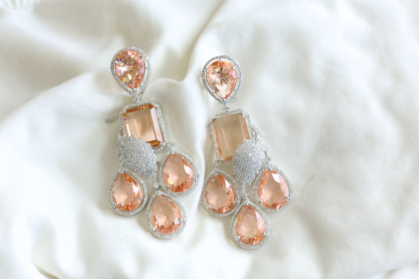 Large Nano CZ & Hydro Stone Earrings- (E101-02)