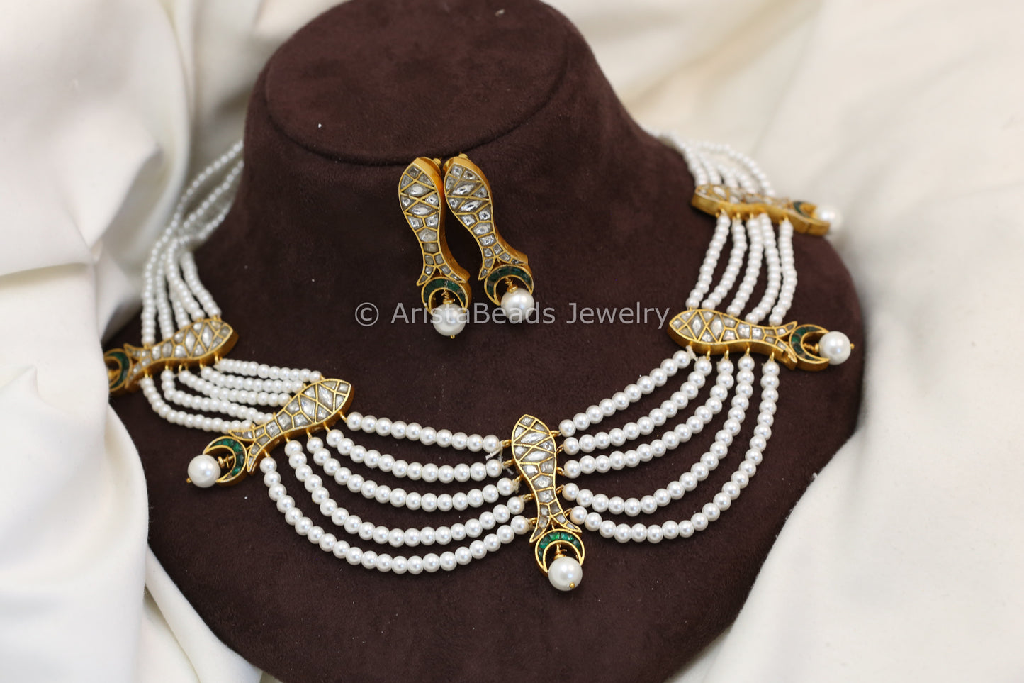 Green Jadau Chand Maharani Necklace Set (102-85)