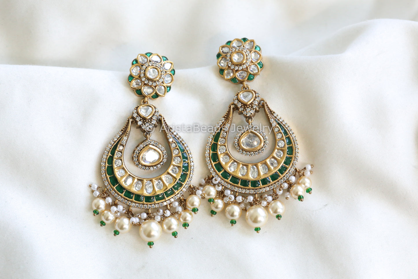 Premium Takkar Kundan Polki  Chandbaali (E101-10)