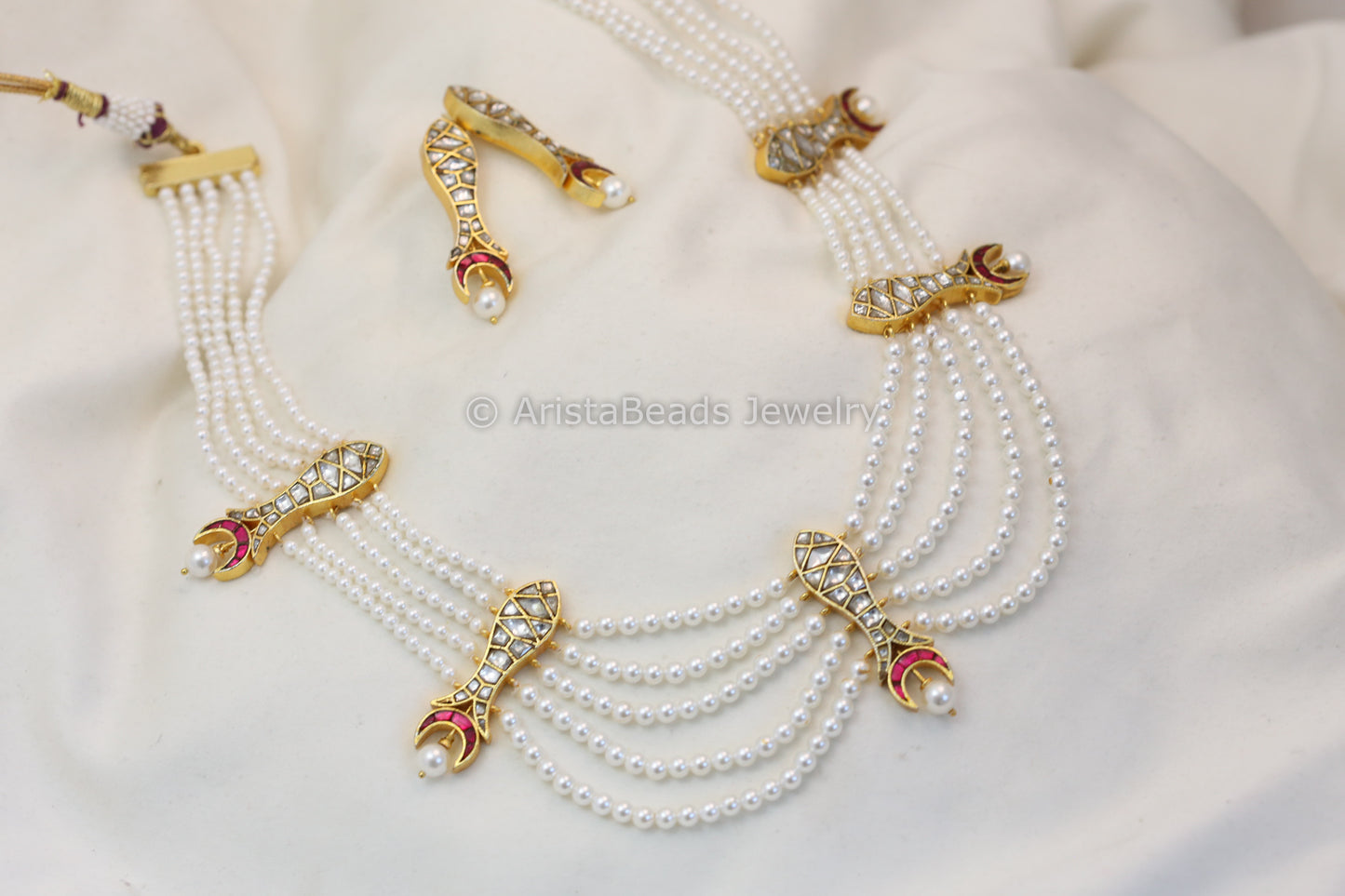 Ruby Jadau Chand Maharani Necklace Set (102-83)