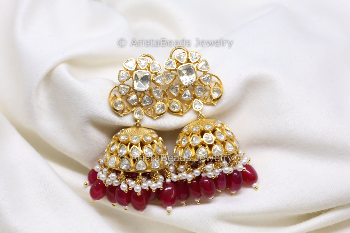 Fareedan Real Moissanite Jhumka - Ruby