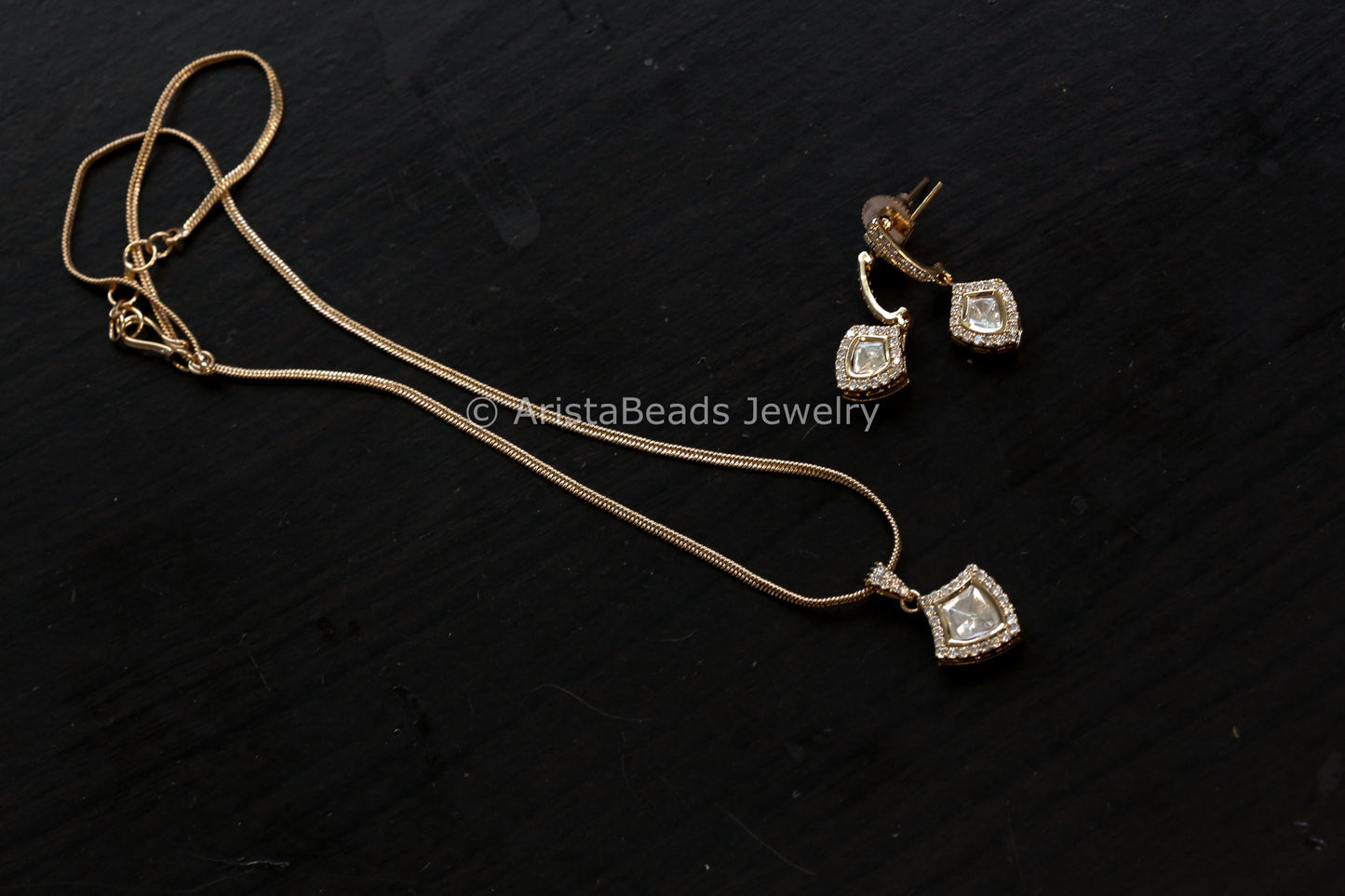 Dainty Polki & CZ Necklace Set (ABJ-N101-72)