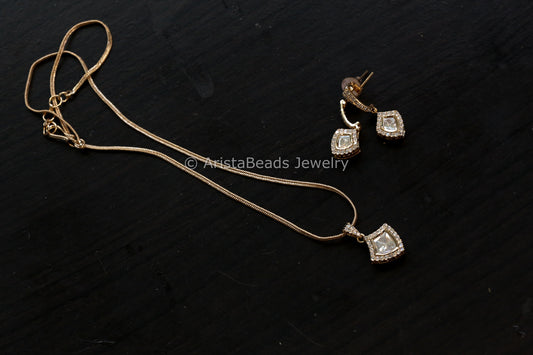 Dainty Polki & CZ Necklace Set (ABJ-N101-72)