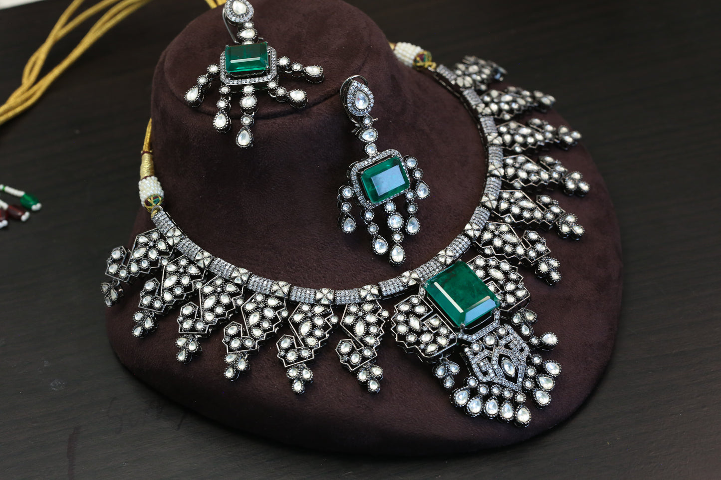 Premium Emerald Doublet CZ Necklace Set (ABJ-N101-70)