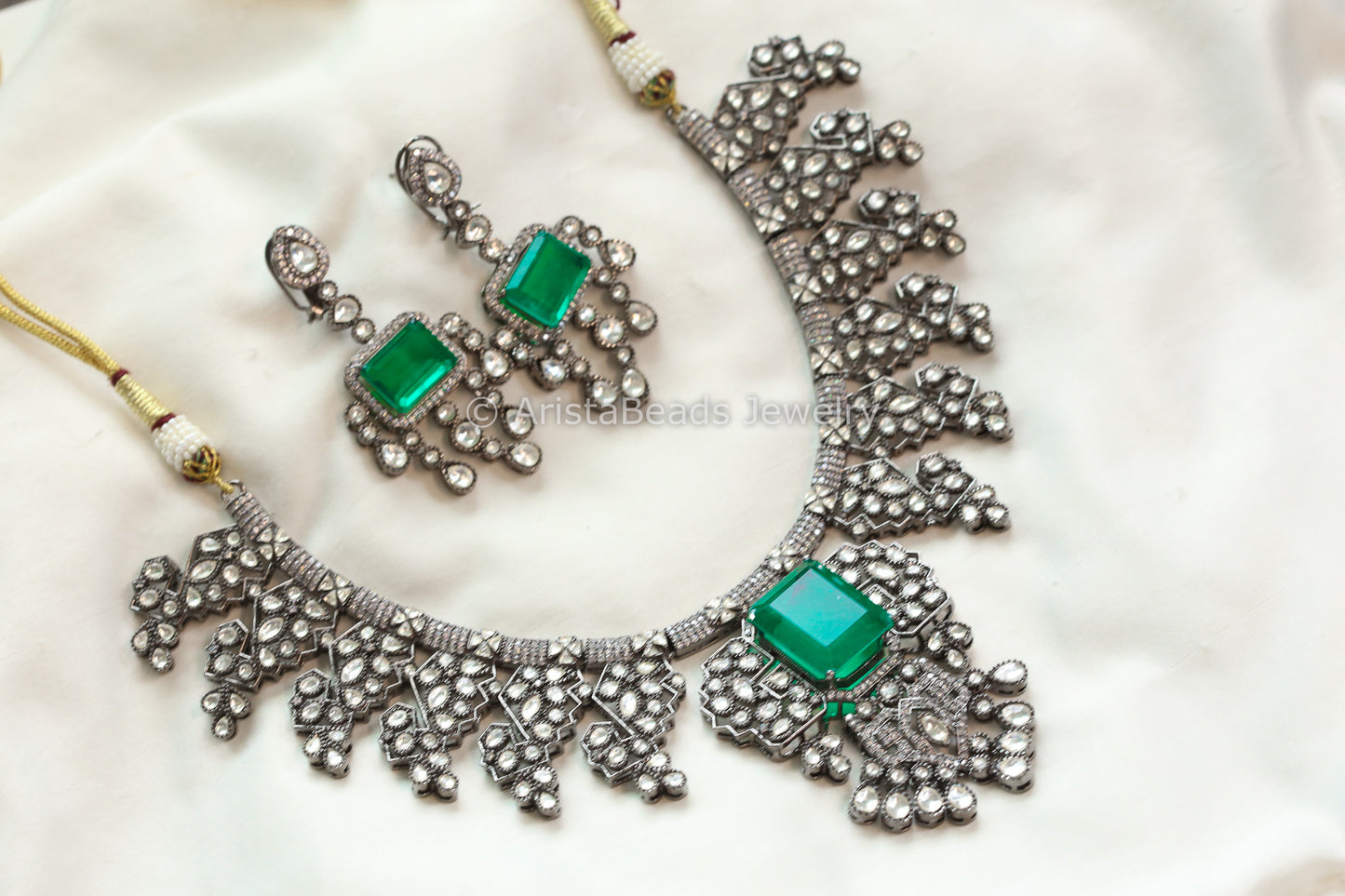 Premium Emerald Doublet CZ Necklace Set (ABJ-N101-70)