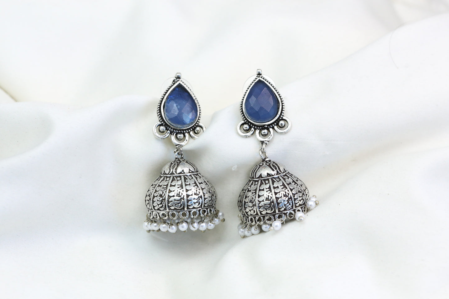 Meera Blue Stone Jhumka  - ABJOC-15