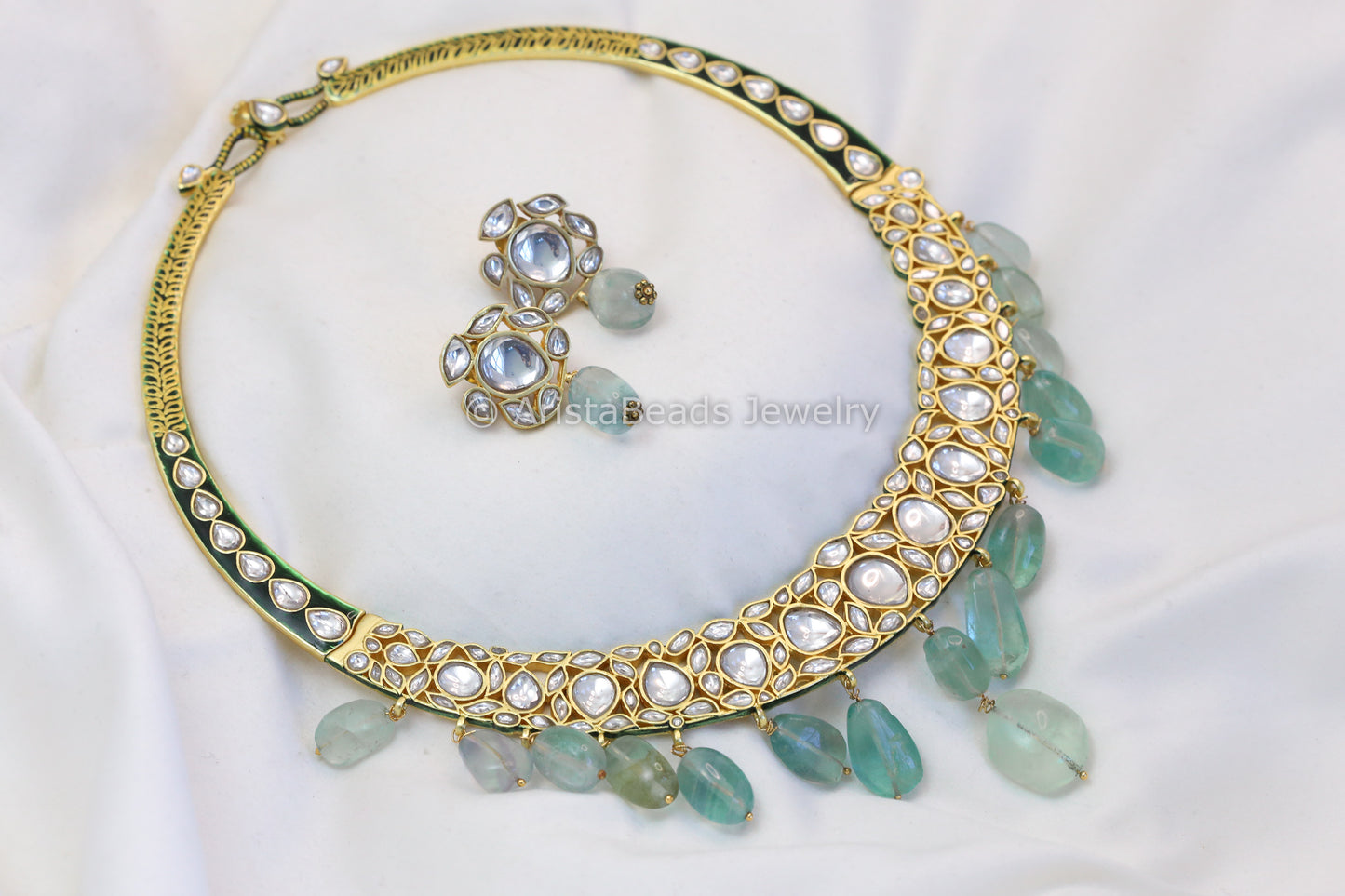 Jodha Jadau Enamel Hasli Necklace Set