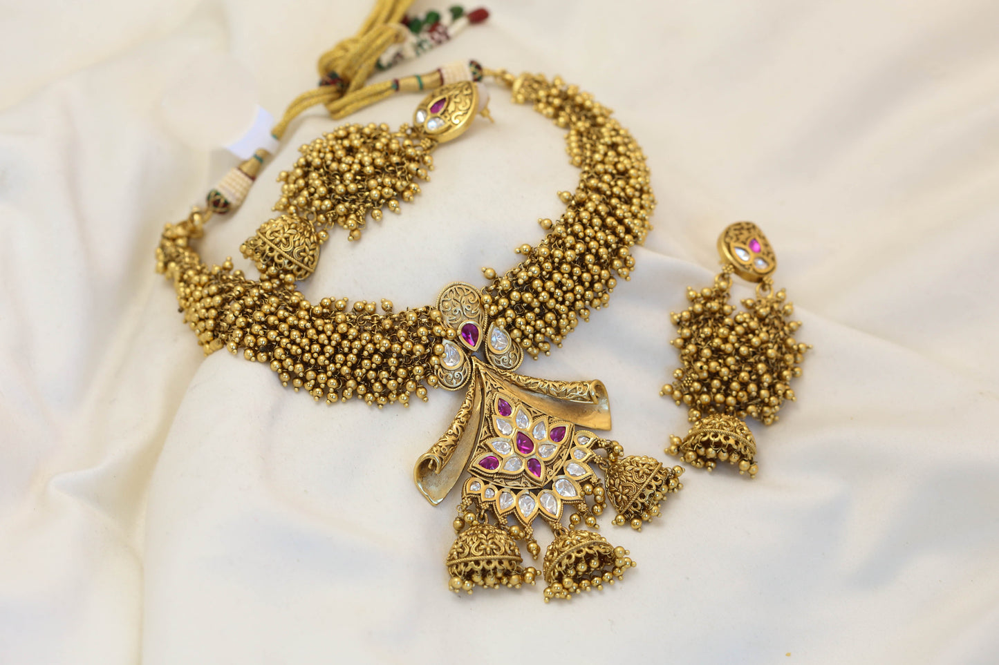 Kundan Gajra Style Guttapusalu Necklace Set (103-69)