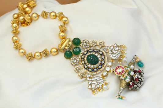 Silver Look Alike Fusion Kundan Necklace (ABJ-N101-45)