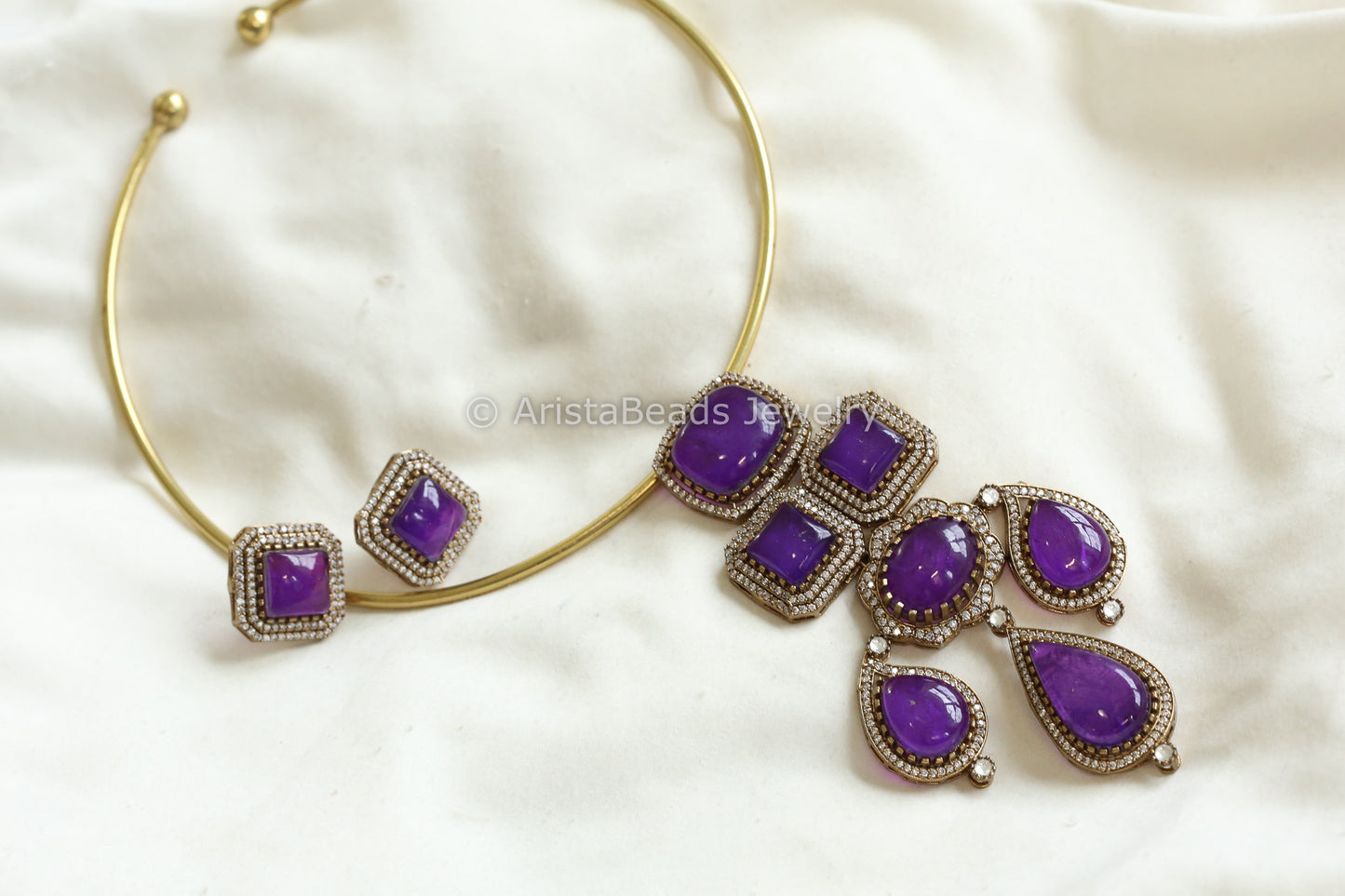 Removable Purple Pota Doublet Pendant Hasli Set (103-11)