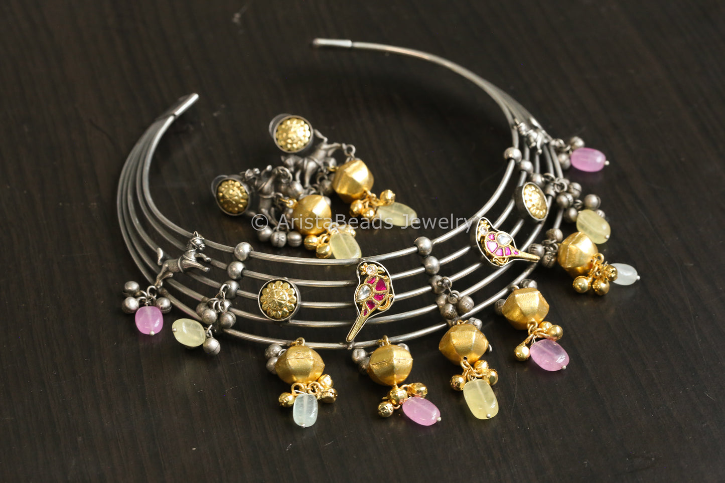 Dual Tone Fusion Kundan Hasli Set (ABJ-N101-95)