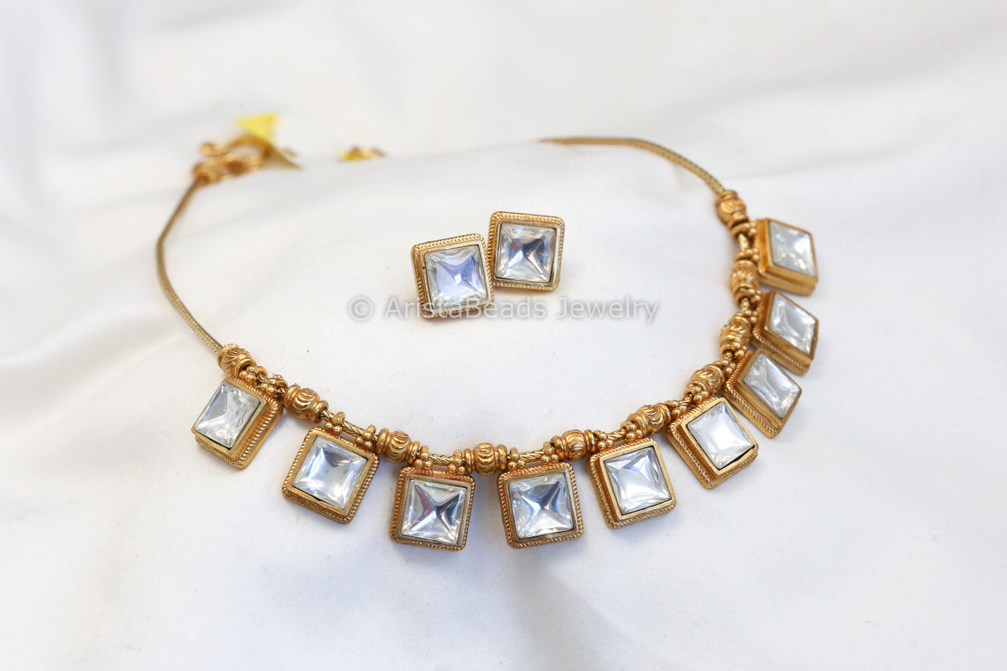 Clear Kundan Poki  Necklace Set (ABJ-N101-25)