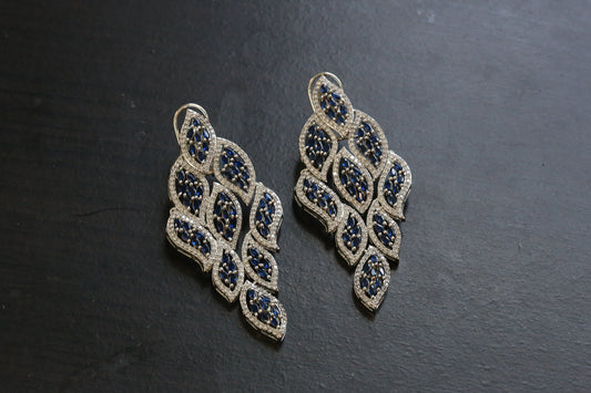 Contemporary CZ Leaf Earrings- ABJ101-12