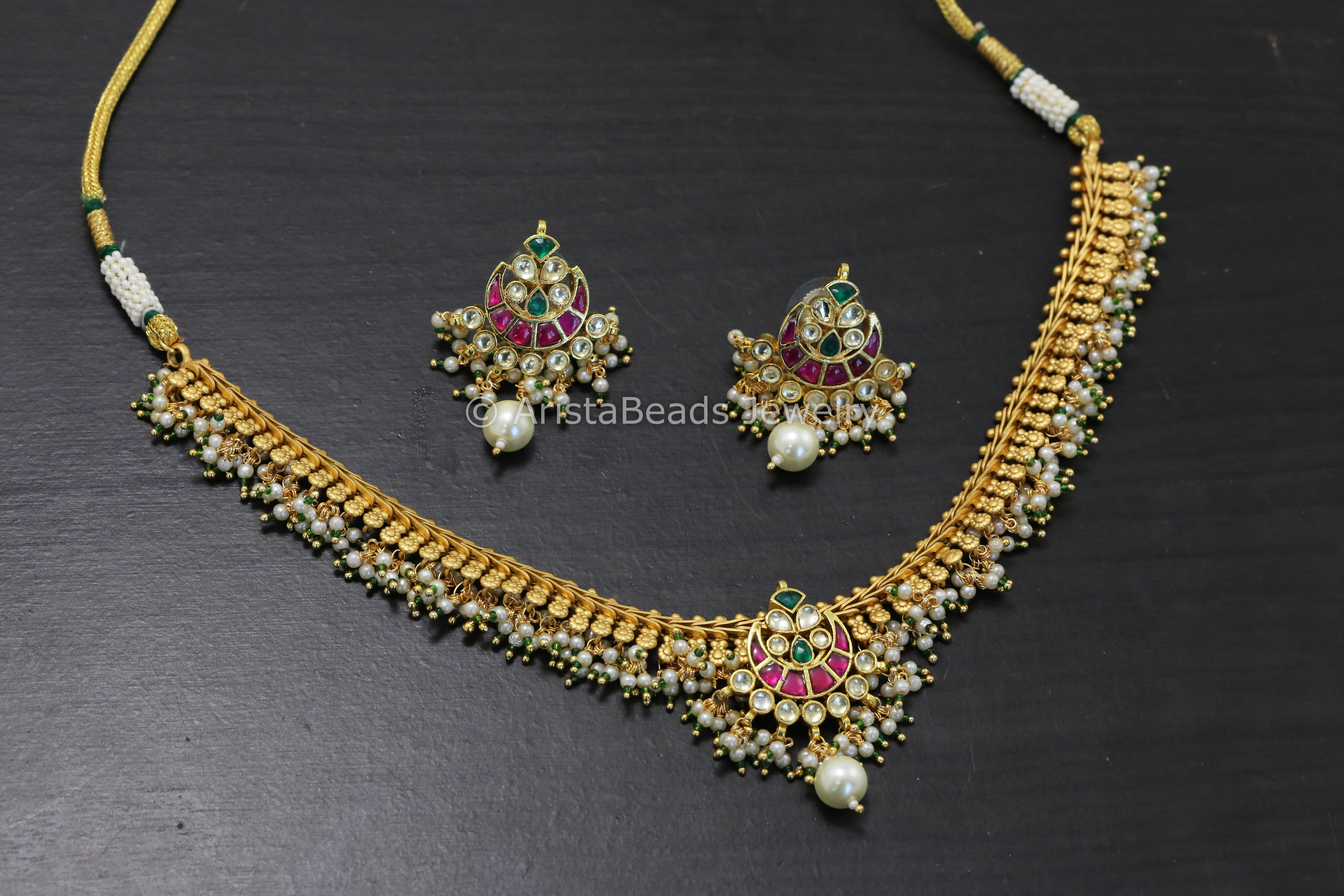 Gold pachi sale necklace sets