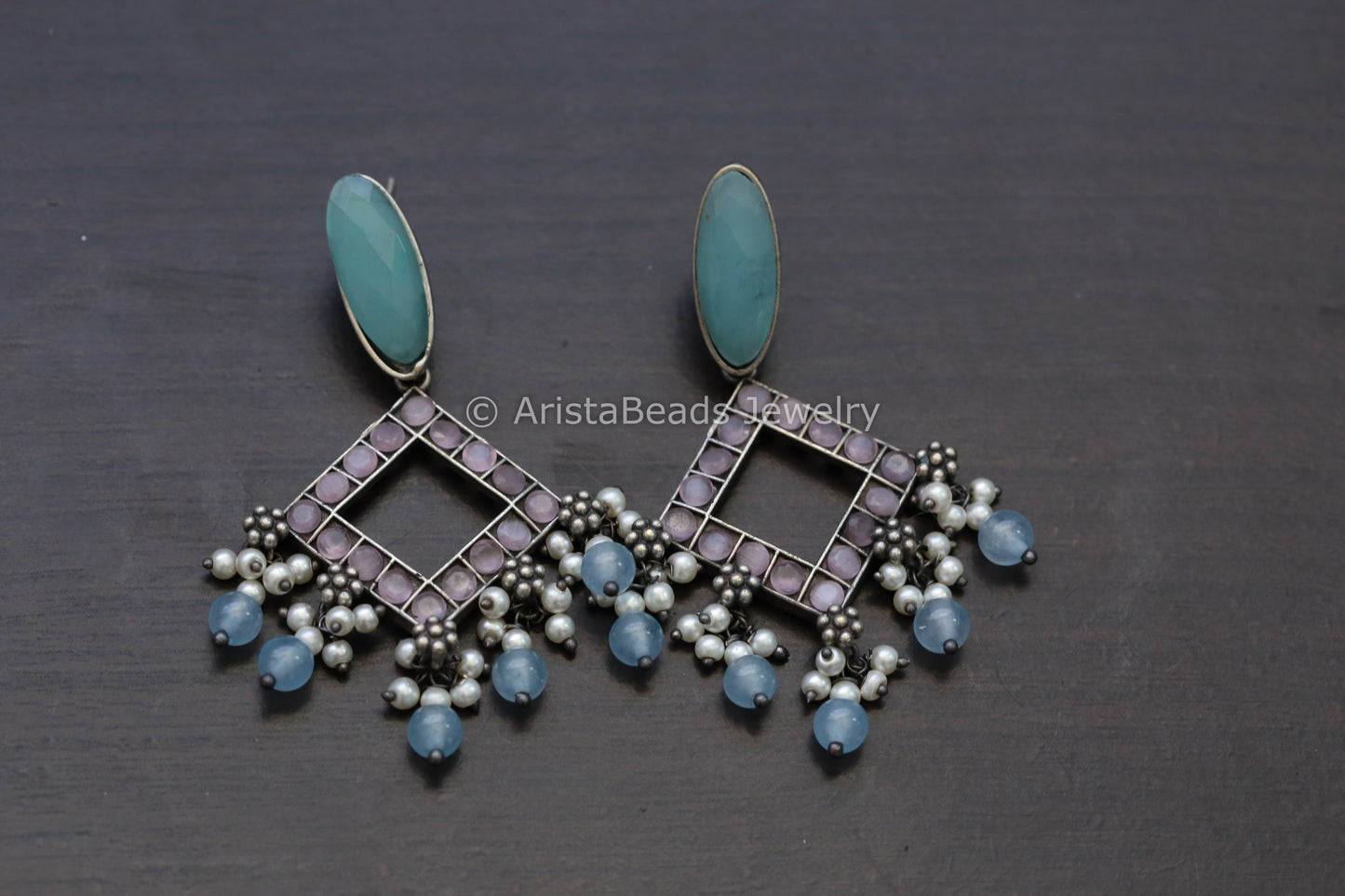 Monalisa Stone Earrings - Ice Blue