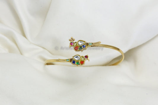 Adjustable Jadau Kundan Bird Bracelet - Multi