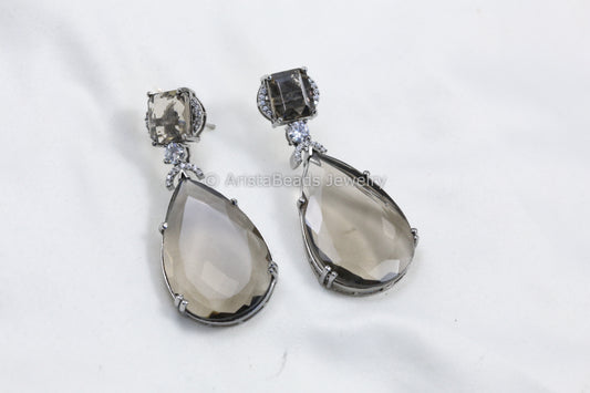 Smokey Hydro & CZ Earrings