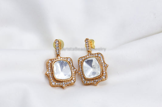 Uncut Polki & Micro CZ Earrings